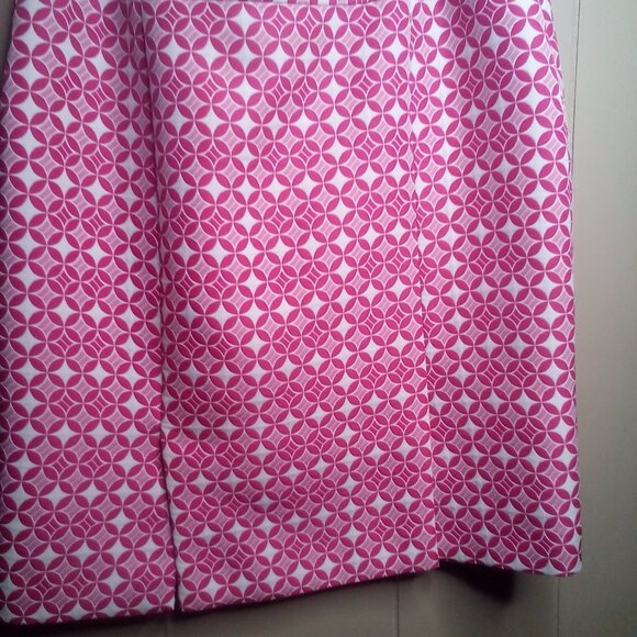 Isabella DeMarco Skirt 10 Career Dressy Geometric Circles Pink White - Picture 11 of 12
